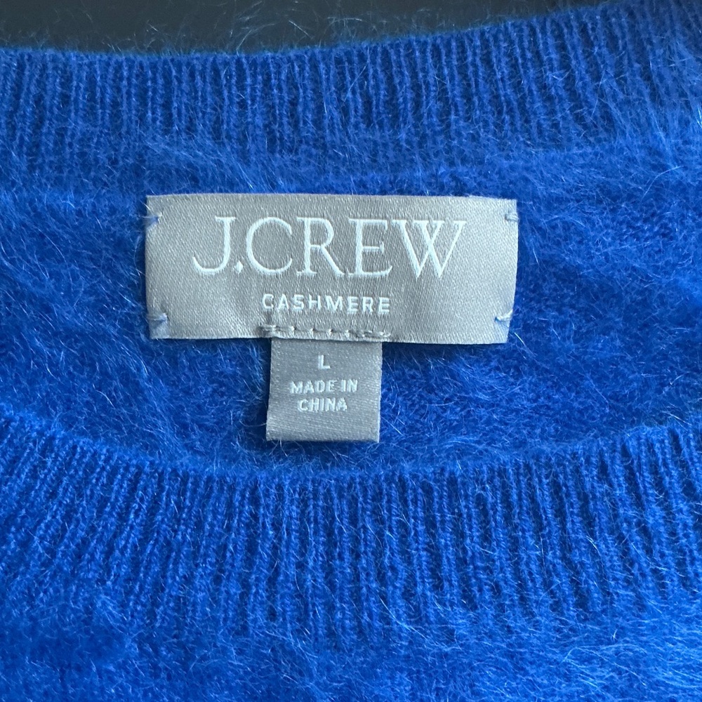 J. Crew Blue Fuzzy Short Sleeve Sweater - Picture 2 of 3